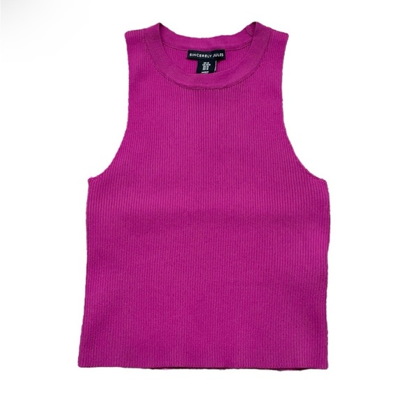 Sincerly Jules Tops - Sincerely Jules Ribbed Crop Tank – Medium Knit Sleeveless Top